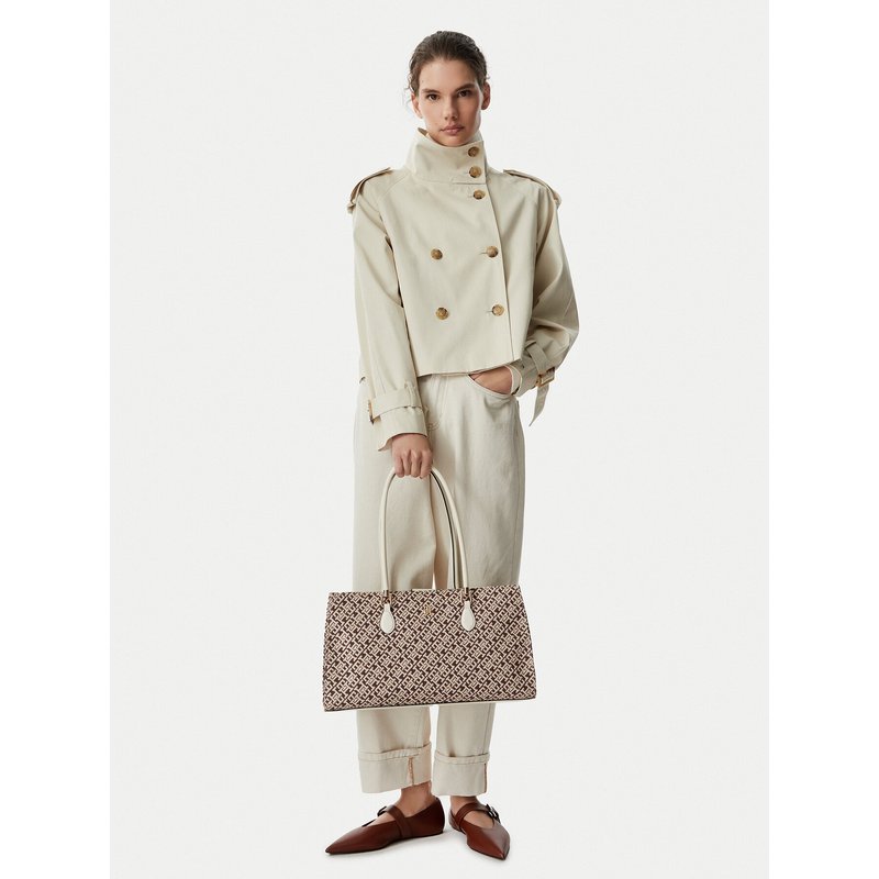 Handtasche Tommy Hilfiger Th Grace Satchel Jacquard AW0AW18754 Braun