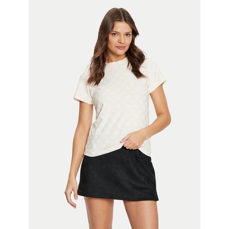 Guess T-Shirt V5RI02 KCLG2 Écru Regular Fit