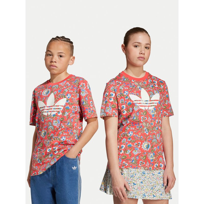 adidas T-Shirt Liberty London JV7817 Rot Loose Fit