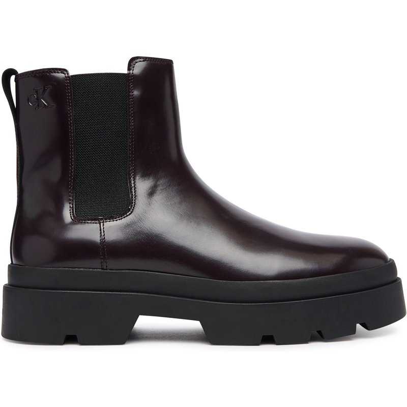 Klassische Stiefeletten Calvin Klein Lugged Chelsea Boot Matt Lth HM0HM02445 Dunkelbraun