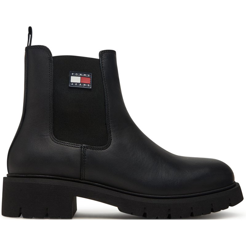 Klassische Stiefeletten Tommy Jeans Tjw Chelsea Leather Boot EN0EN02825 Schwarz