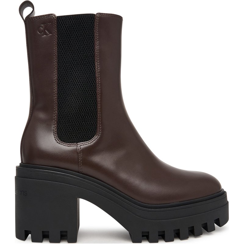 Stiefeletten Calvin Klein Chunky Heeled Chelsea Lth YW0YW01547 Dunkelbraun