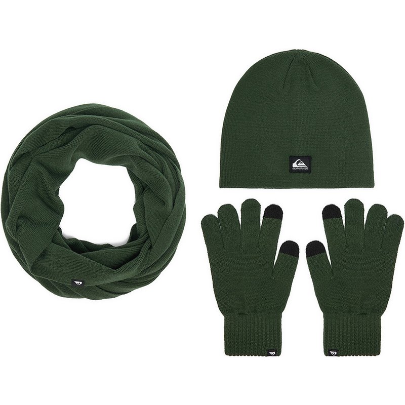 Set Mütze, Loop-Schal und Handschuhe Quiksilver CWBEO-QS-SM346-002-AW26 Dunkelgrün