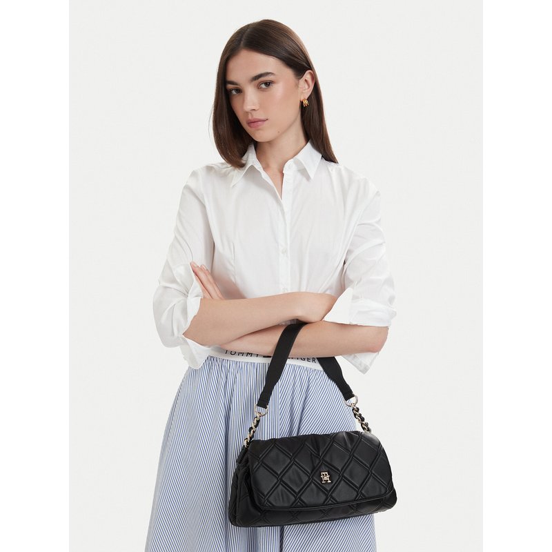 Handtasche Tommy Hilfiger Th Feminine Shoulder Bag AW0AW18717 Schwarz
