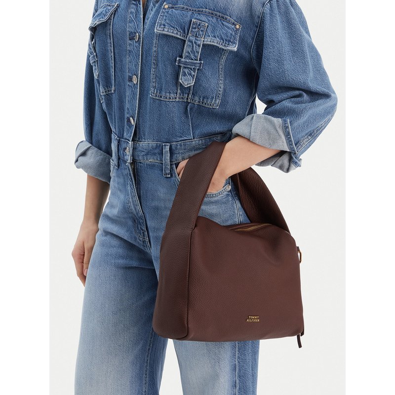 Handtasche Tommy Hilfiger City Leather Shoulder Bag AW0AW18152 Braun