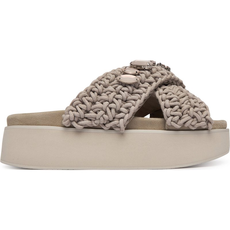 Pantoletten Inuikii Woven Stones Platform 1004.005.0043 Hellgrau