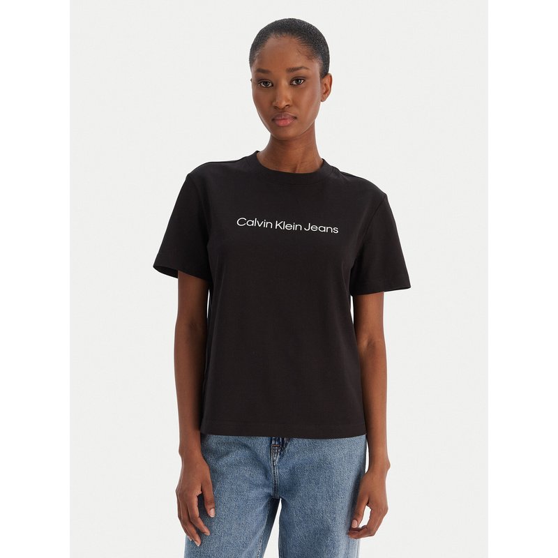 Calvin Klein Jeans T-Shirt A- Inst. Logo Classic LV047C912G Schwarz Regular Fit
