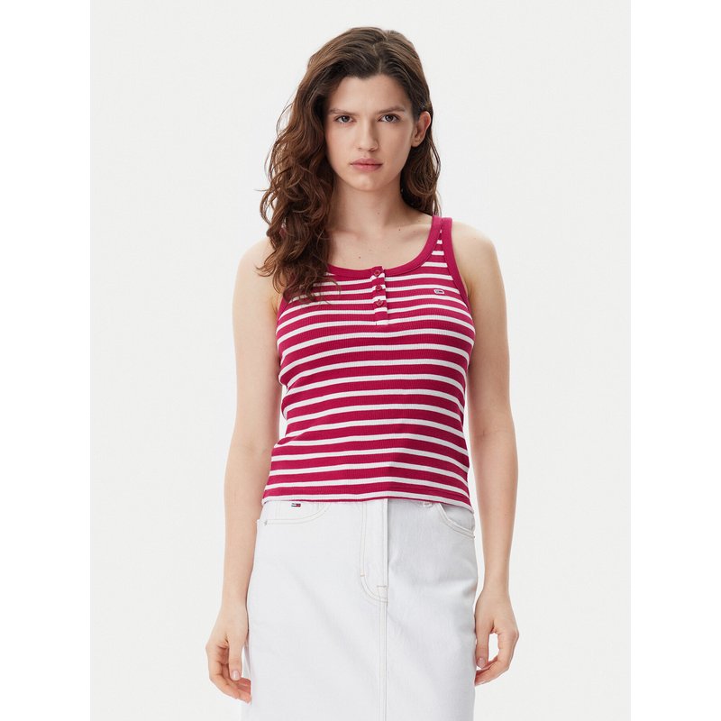 Tommy Jeans Top DW0DW19492 Rot Slim Fit