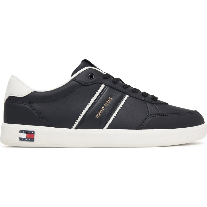 Sneakers Tommy Jeans Lightweight Flag Leather Court EM0EM01758 Schwarz