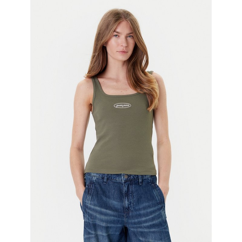 Guess Jeans Top W5YP35 KA0H1 Khakifarben Regular Fit