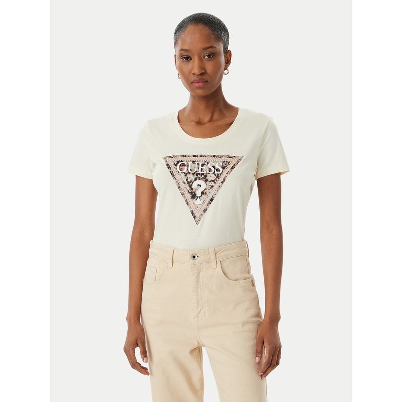 Guess T-Shirt W6RI32 J1314 Écru Regular Fit