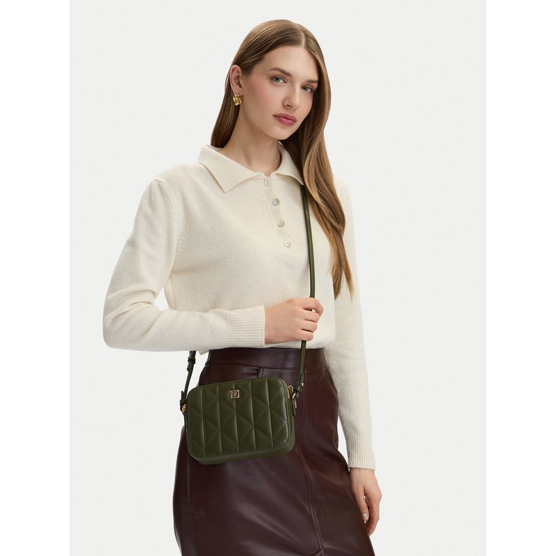 Handtasche Calvin Klein Quilted Double Zip Camera Bag LV04F3328G Dunkelgrün