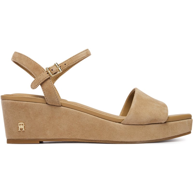 Sandalen Tommy Hilfiger Suede Wrapped Mid Wedge FW0FW09235 Braun