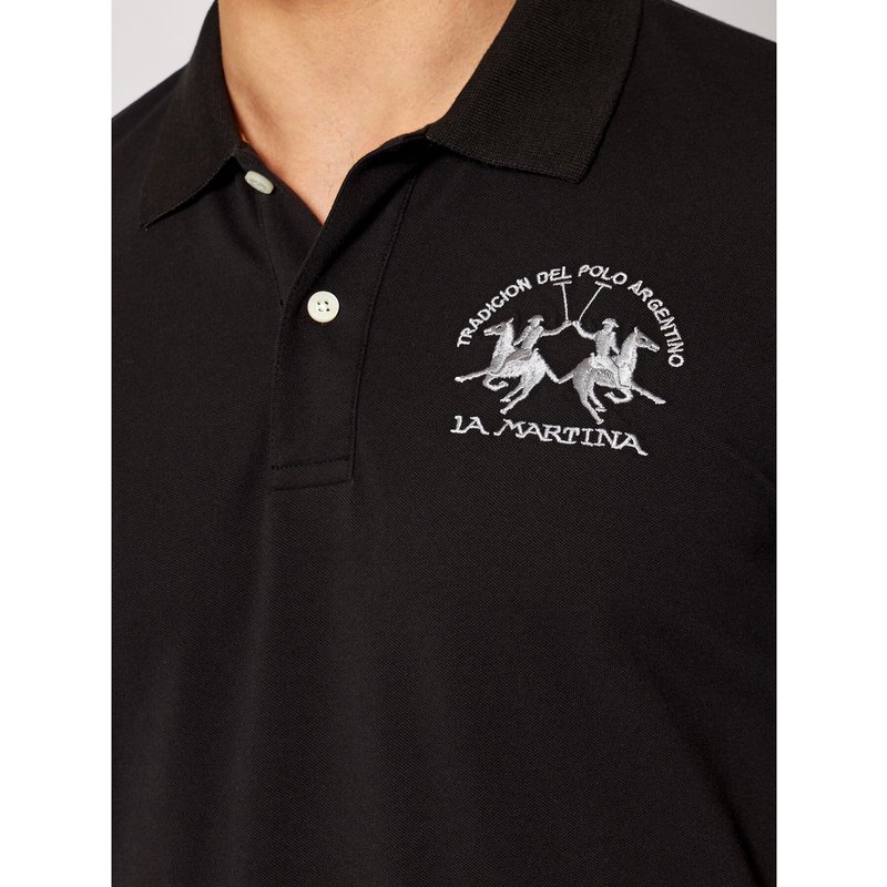 La Martina Poloshirt CCMP01 PK001 Schwarz Regular Fit