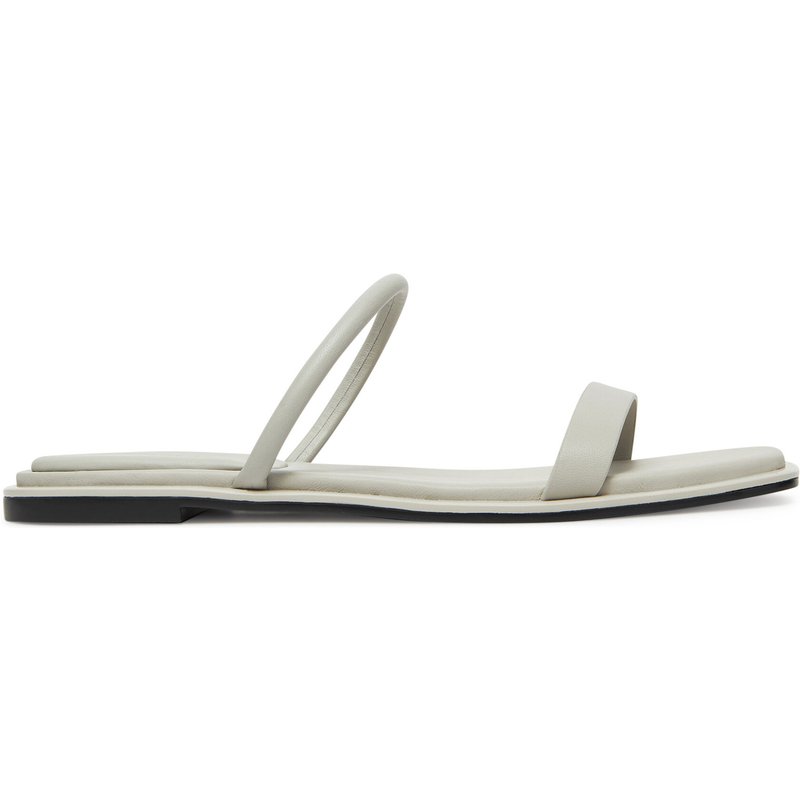Pantoletten Calvin Klein Flat Sandal Squared 2-Bar Lth HW0HW02532 Écru