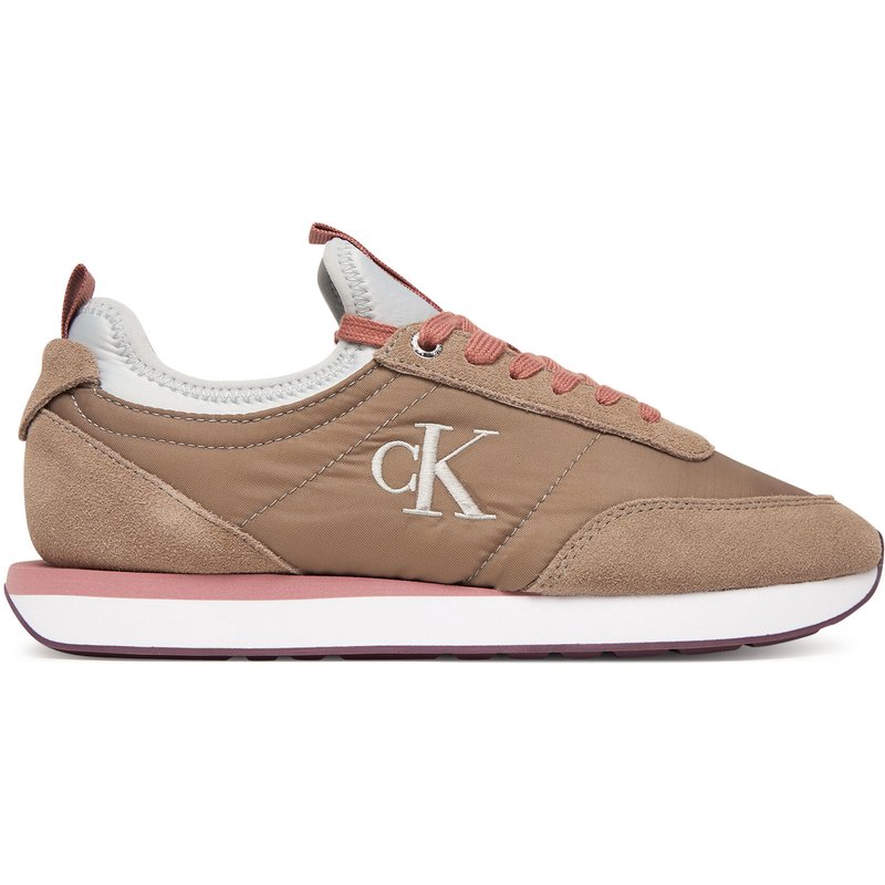 Sneakers Calvin Klein Retro Runner Sock Laceup Mix Mat YW0YW02060 Braun