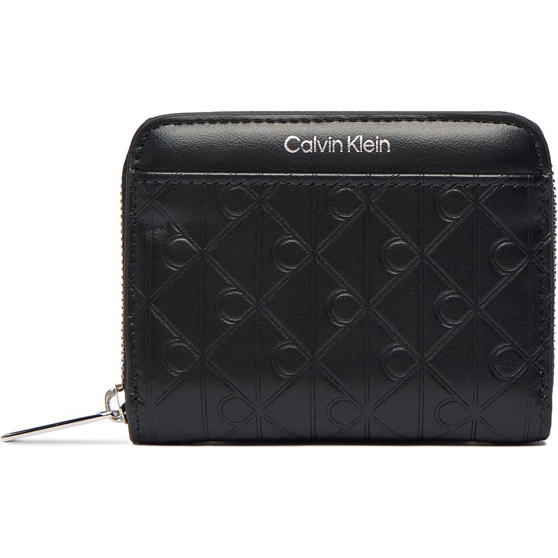Geldbörse Calvin Klein Emblem Aop Embossed Zip Around LV04F1081G Schwarz