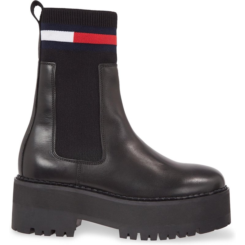 Klassische Stiefeletten Tommy Jeans Tjw Flatform Chelsea Sock EN0EN02301 Schwarz