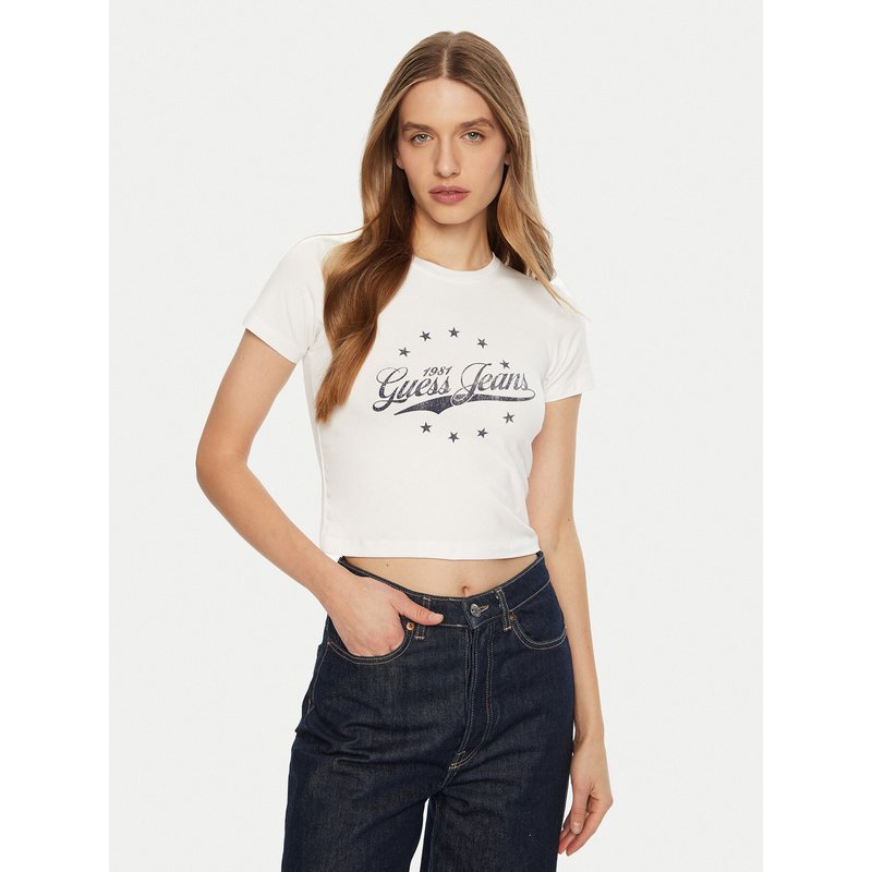 Guess Jeans T-Shirt W5RI59 J1314 Weiß Regular Fit