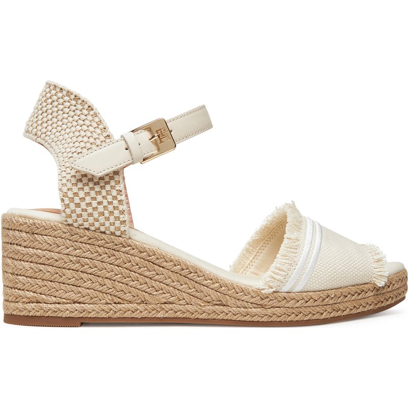 Espadrilles Tommy Hilfiger Fringe Canvas Medium Wedge FW0FW08879 Beige