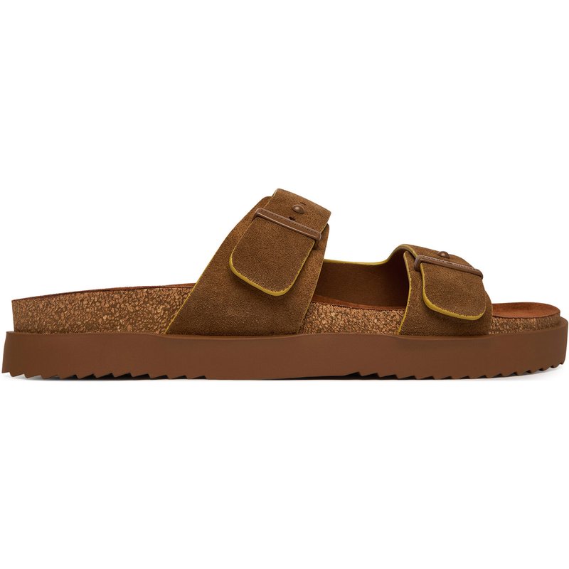 Pantoletten Tommy Hilfiger Cork Adjustable Suede Sandal FM0FM05869 Braun