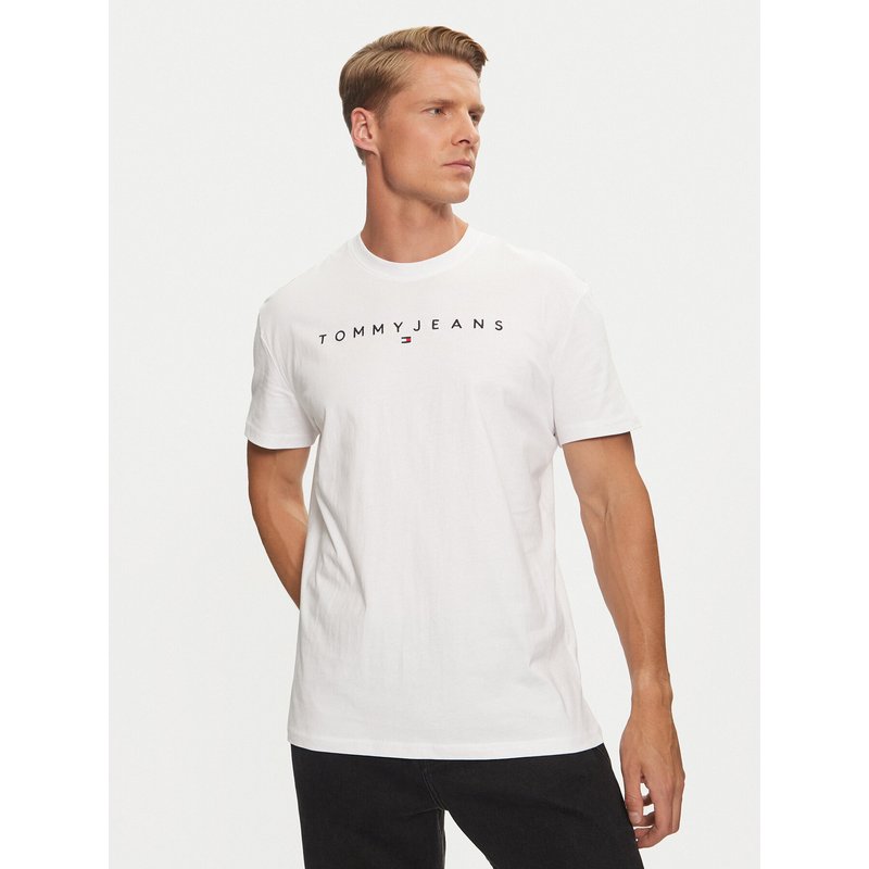 Tommy Jeans T-Shirt Linear Logo DM0DM20744 Weiß Regular Fit