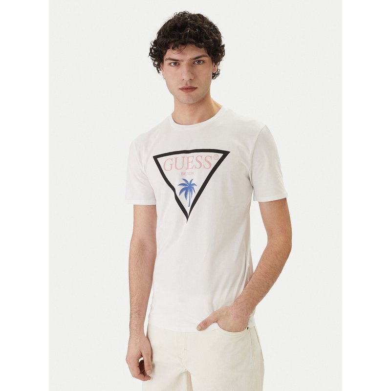 Guess T-Shirt F6GI09 J1314 Weiß Slim Fit