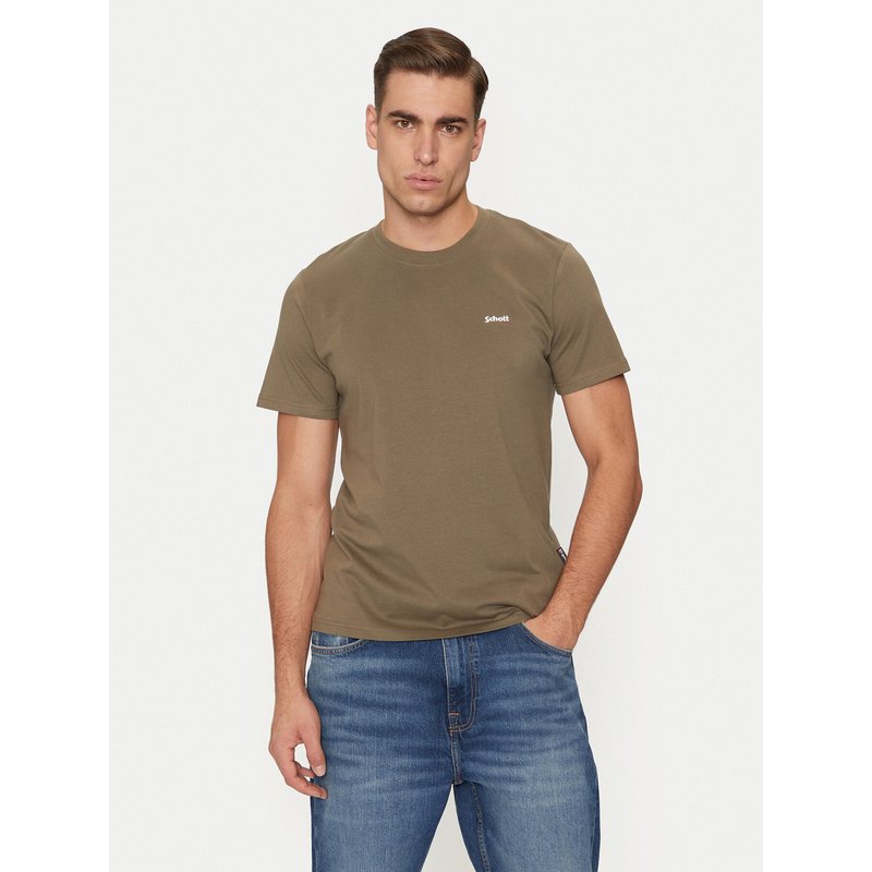 Schott NYC T-Shirt TSCLAWS1 Khakifarben Regular Fit