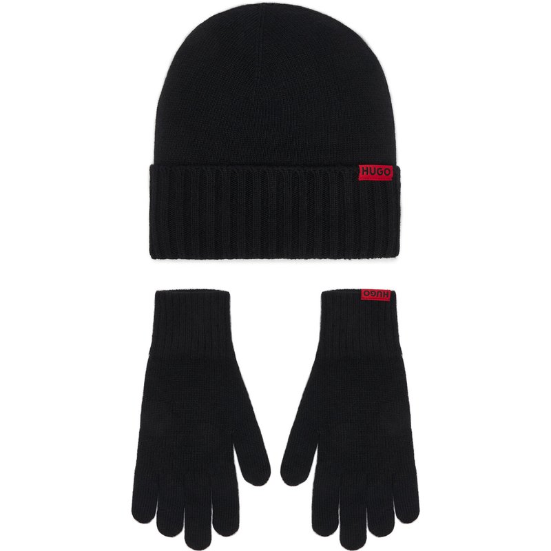 Set Mütze und Handschuhe HUGO Xanti 50572144 Schwarz