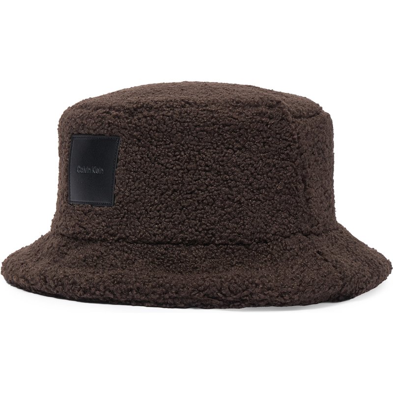Hut Calvin Klein All-Over Sherpa W/ Patch Bucket LV04F5097G Dunkelbraun
