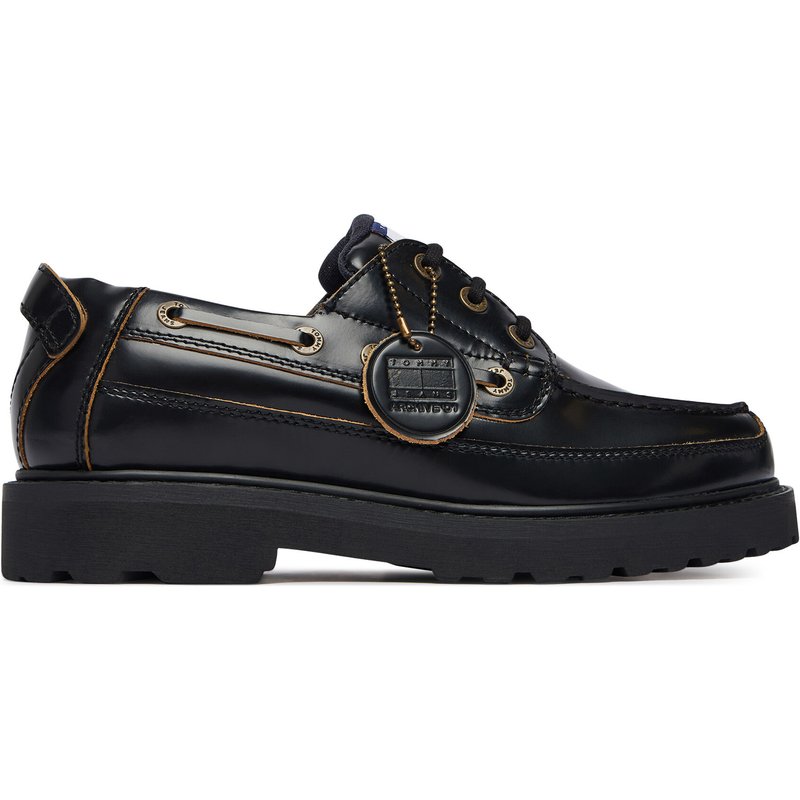 Halbschuhe Tommy Jeans Archive '01 Boat Shoe Lthr EM0EM01705 Schwarz