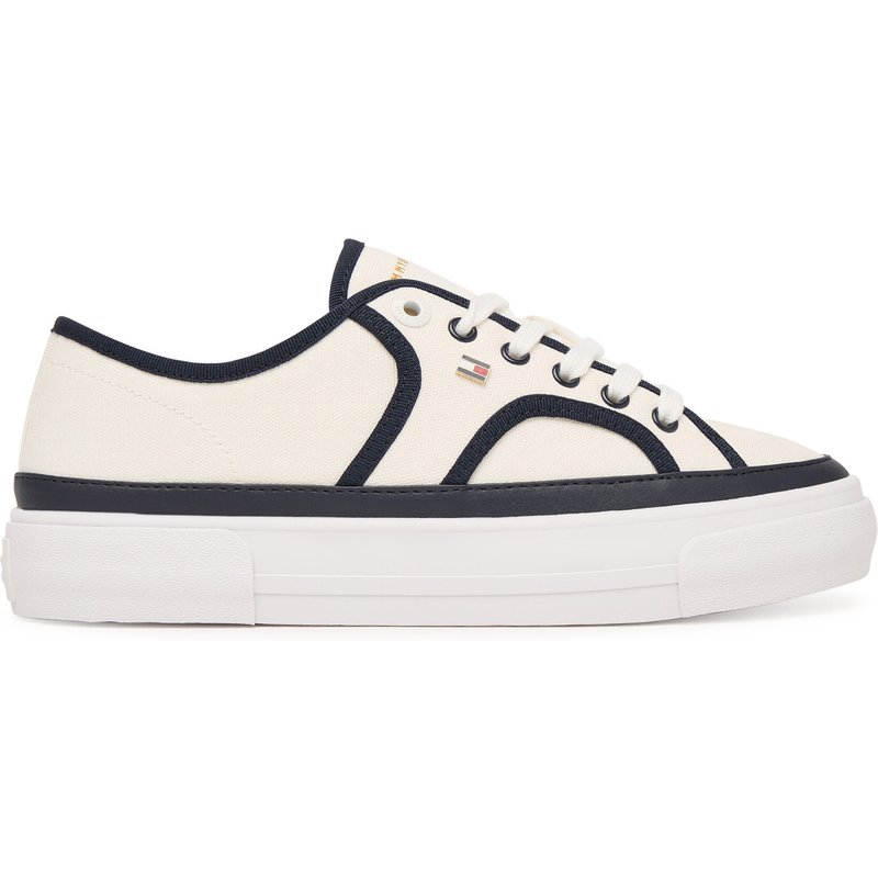 Sneakers aus Stoff Tommy Hilfiger Platform Vulc Piping FW0FW09394 Weiß