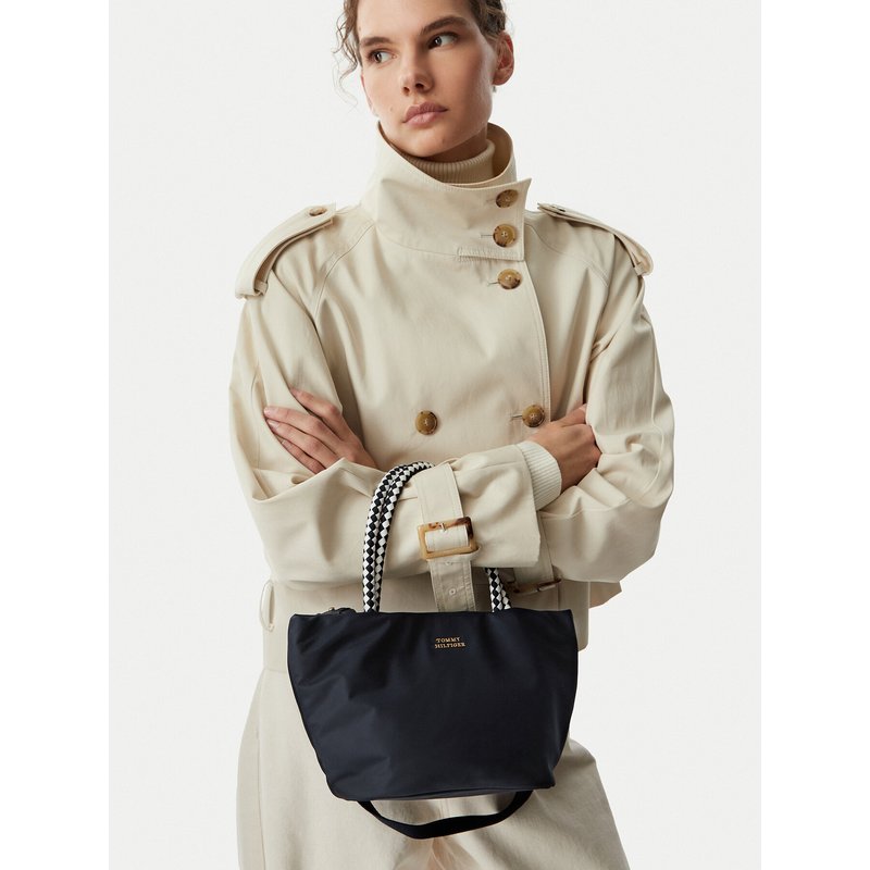 Handtasche Tommy Hilfiger Th Marina Bucket Nylon AW0AW18831 Dunkelblau
