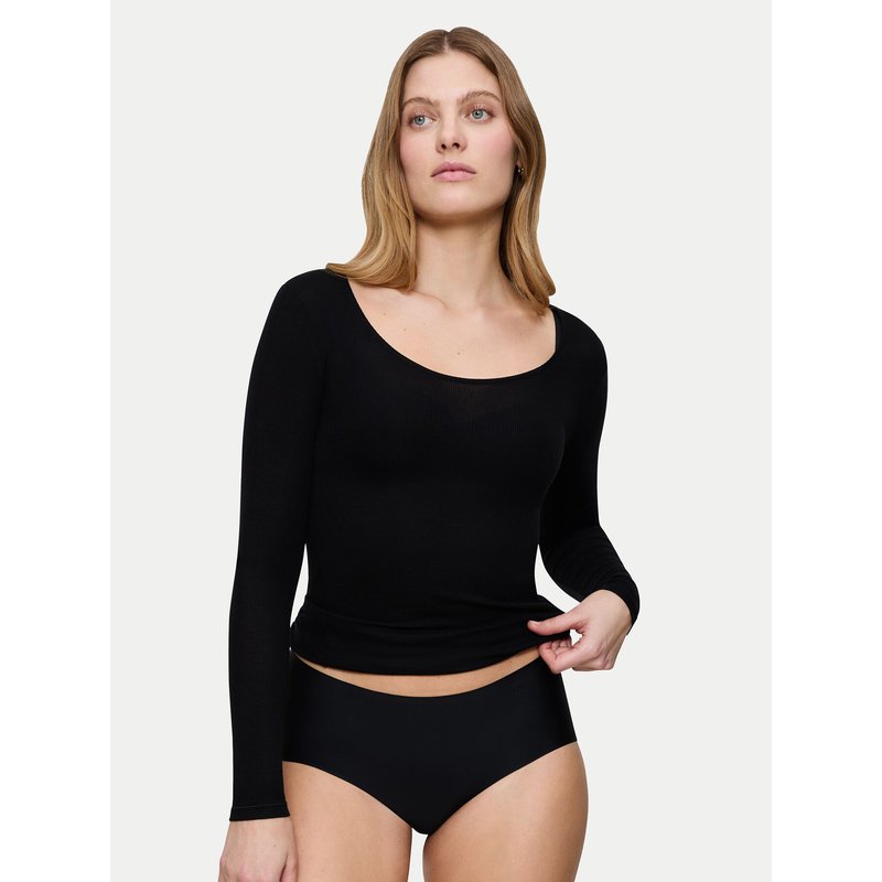 Triumph Pyjama-Bluse Bauty Layers 10225060 Schwarz Slim Fit