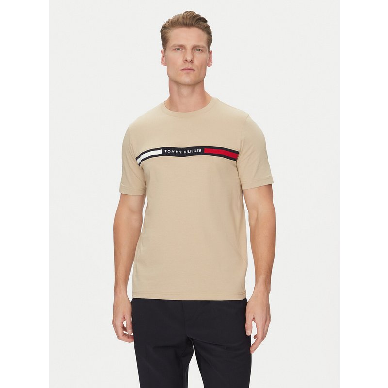 Tommy Hilfiger T-Shirt Chest Insert MW0MW36498 Beige Regular Fit