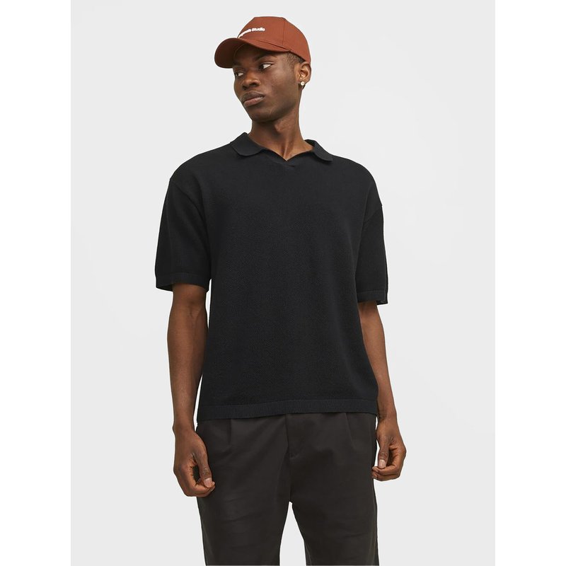 Jack & Jones Poloshirt Linen 12252748 Schwarz Regular Fit