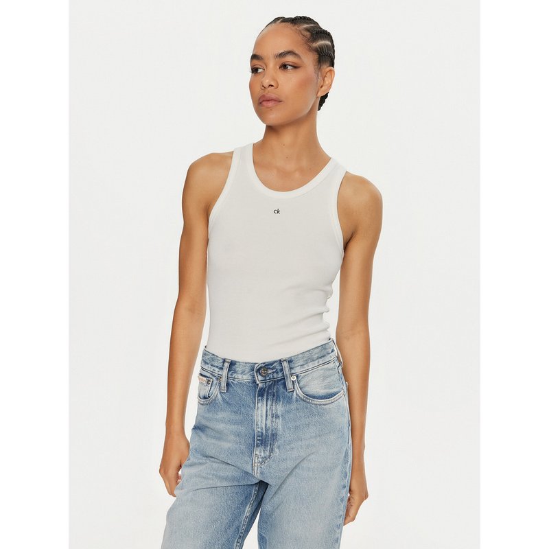 Calvin Klein Top Graphic K20K208065 Weiß Slim Fit
