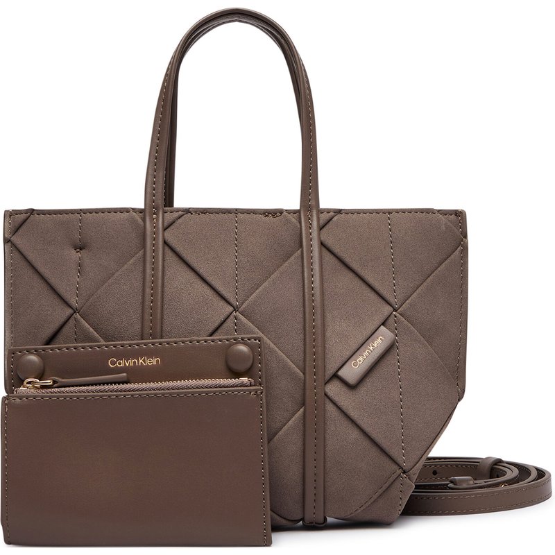Handtasche Calvin Klein Woven Sueded Mini Tote Crossbody LV04F3696G Braun