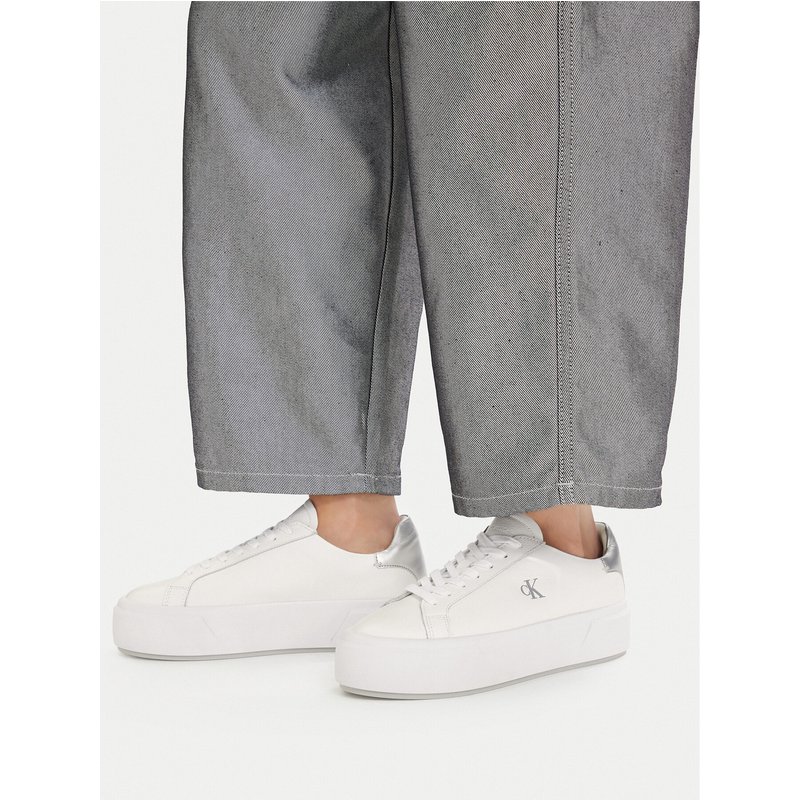 Sneakers Calvin Klein Flatform Lace Up Lth Met YW0YW01929 Weiß