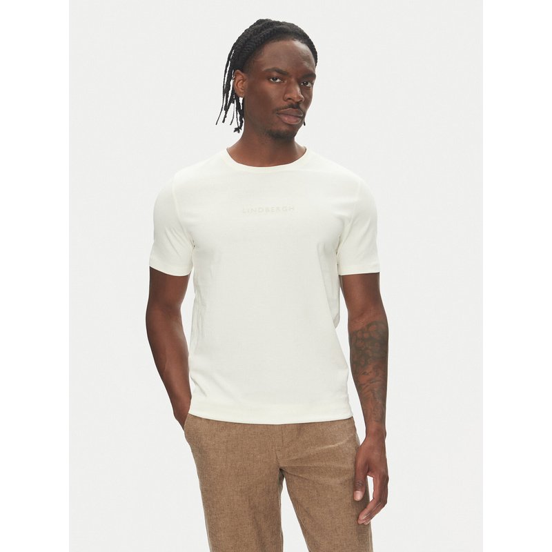 Lindbergh T-Shirt 30-400200 Écru Relaxed Fit