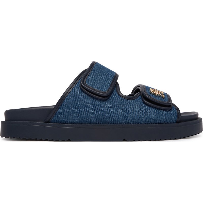 Pantoletten Tommy Hilfiger Double Strap Denim Sandal FW0FW09123 Blau
