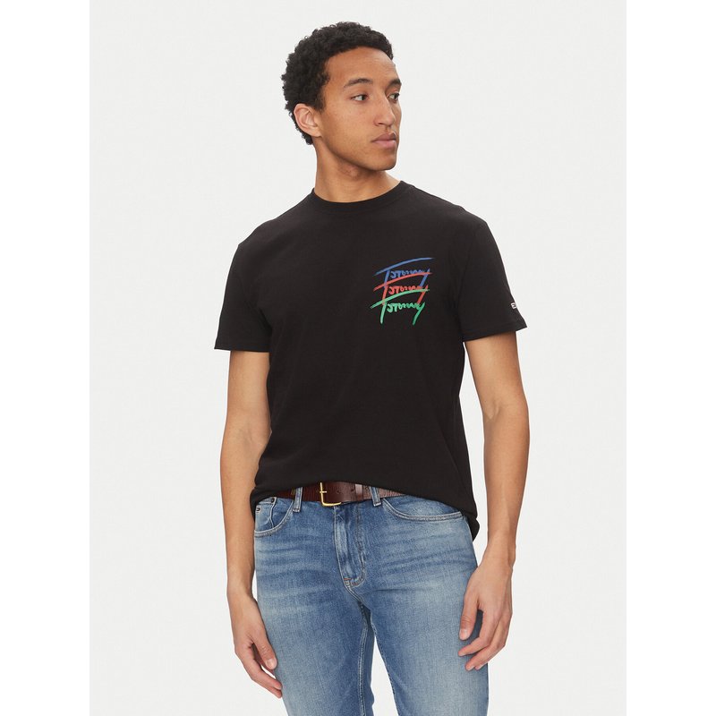 Tommy Jeans T-Shirt Twisted Signature DM0DM20771 Schwarz Regular Fit