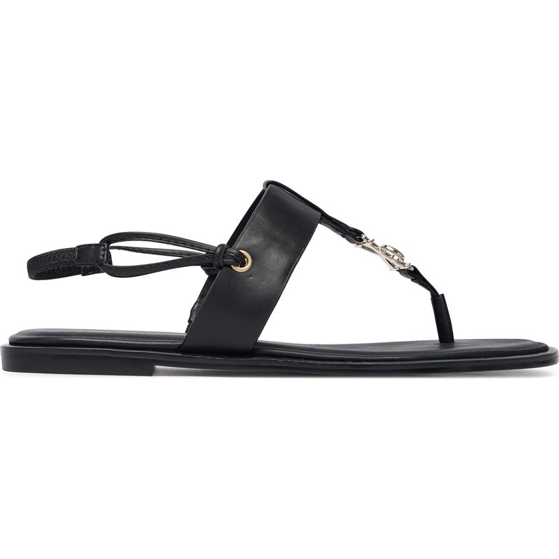 Sandalen Calvin Klein Round Flat Sndl Thong Lth Hdw HW0HW02926 Schwarz