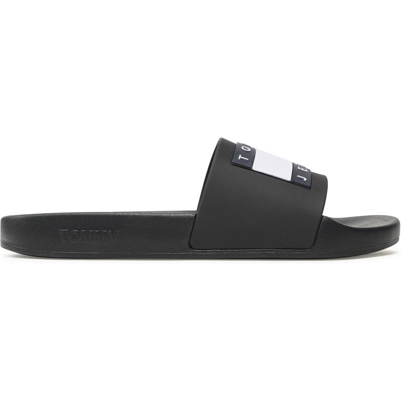 Pantoletten Tommy Jeans Pool Slide Ess EM0EM01191 Schwarz