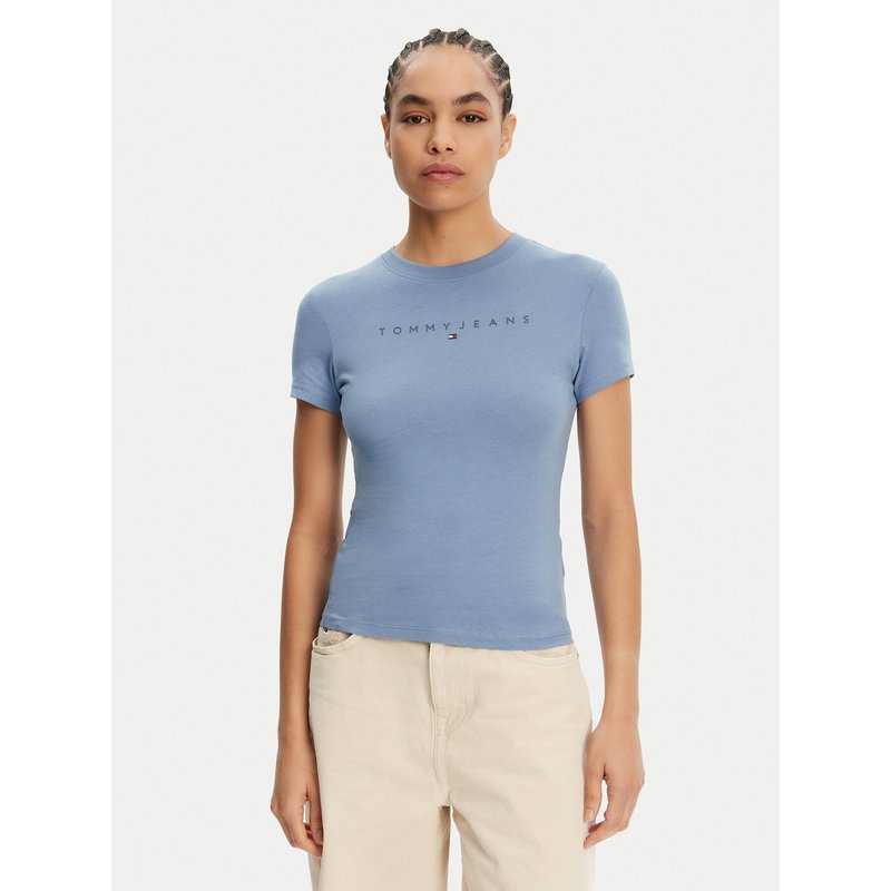 Tommy Jeans T-Shirt Tonal Linear DW0DW20315 Blau Slim Fit