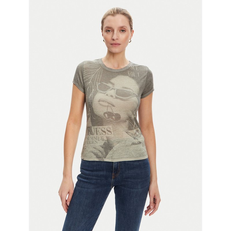 Guess T-Shirt W5YI36 KBYH0 Grün Regular Fit