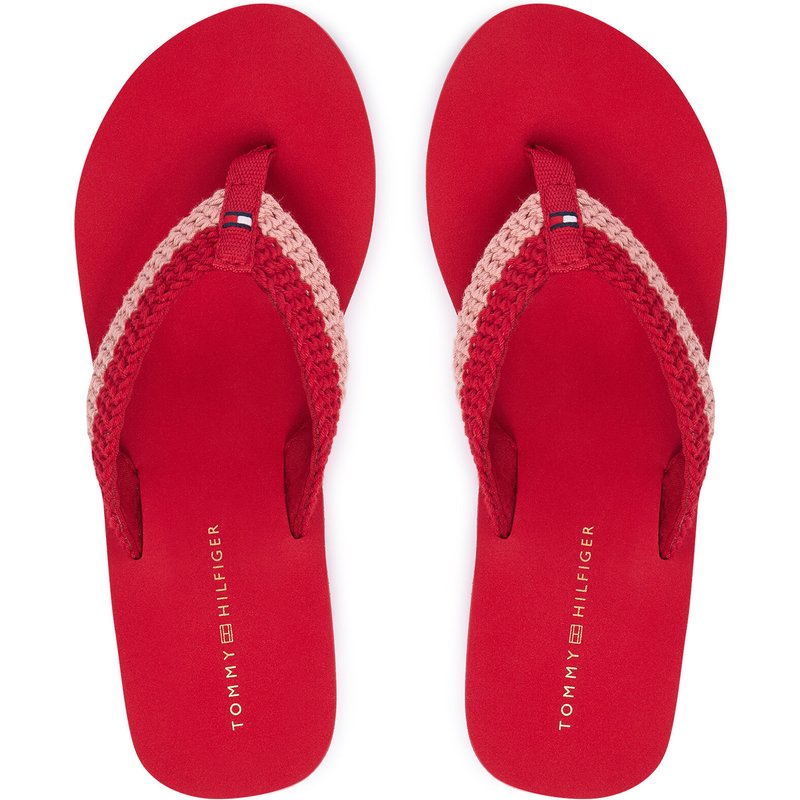 Zehentrenner Tommy Hilfiger Th Wedge Crochet Summer Sandal FW0FW09420 Rot