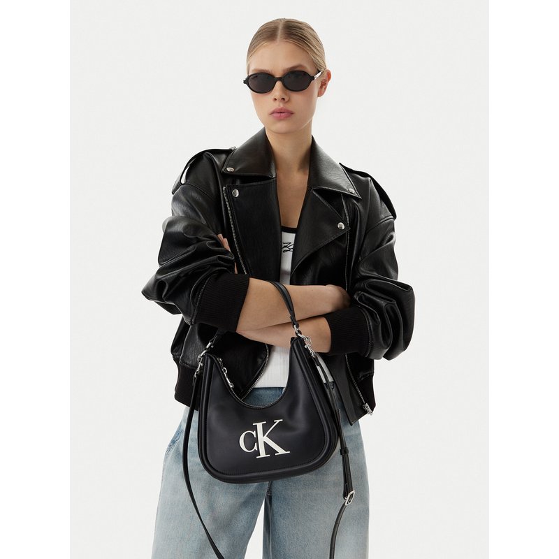 Handtasche Calvin Klein Bold Ck Small Crescent LV04F3561G Schwarz