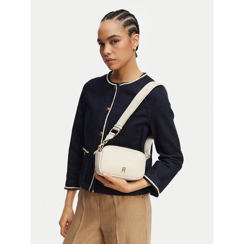Handtasche Tommy Hilfiger Th Logotape Camera Bag AW0AW18741 Weiß