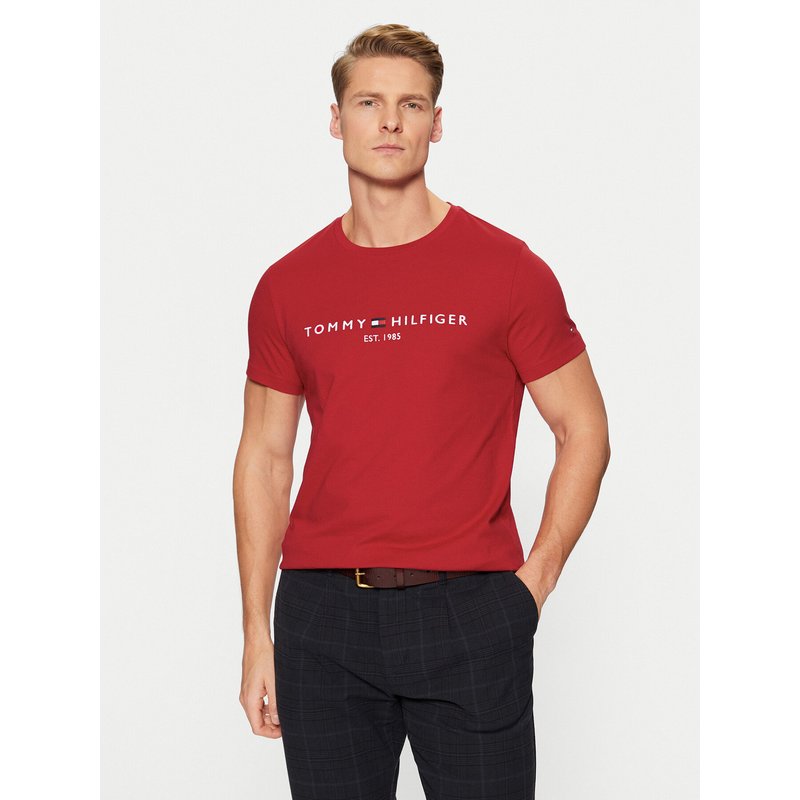 Tommy Hilfiger T-Shirt Tommy Logo MW0MW11797 Rot Slim Fit